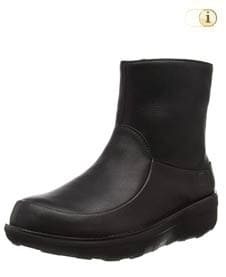 Schwarze FitFlop Damen Winterstiefel, Loaff Shorty Zip, schwarz.