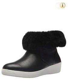 Schwarze FitFlop Damen Winterstiefel, Skatebootie, mit Schurwolle, schwarz.