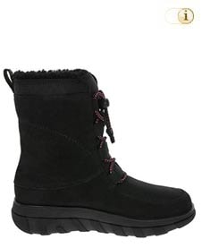 Schwarzer FitFlop Damen Stiefel, Schnürstiefel Mukluk, schwarz