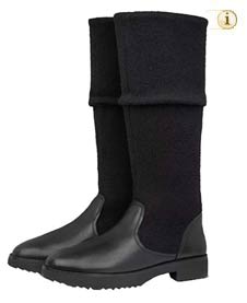 Schwarzer FitFlop Damen Winterstiefel, Nisse kniehoch aus Ledermix und Wolle, schwarz.