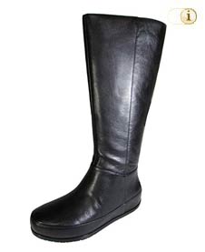 Schwarzer FitFlop Damen Stiefel, Dueboot mit getwistetem Reißverschluß, schwarz.