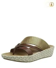 Fitflop Schuhe Damen, Abstract Nora Strap Toe Post Sandalen, metallicgrün.