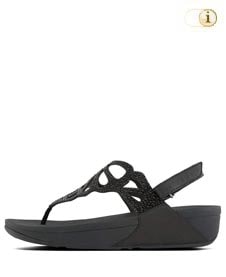 Fitflop Bumble Crystal Zehentrenner-Sandale,schwarz.