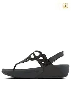 Schwarze Fitflop Schuhe Damen, Bumble Crystal Zehentrenner-Sandale, schwarz.