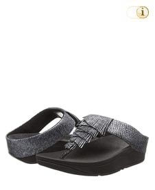 Fitflop Cha Sandalen mit Lederfransen, schwarz.