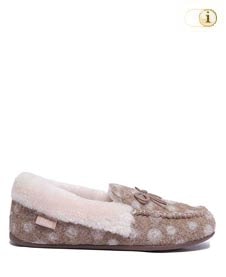 FitFlop Clara Hausschuhe aus gesprenkeltem Wollfilz und Lammfellfutter, mauve.