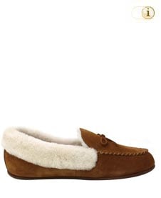 Fitflop Clara Moccasin-Hausschuhe aus Wildleder und Lammfellfutter, braun.