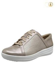 FitFlop Texturierter Metallic Sneaker mit verfeinerten Designlinien, taupe.