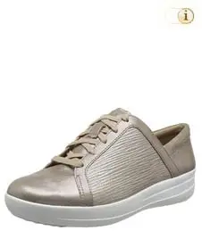 Fitflop Schuhe Damen, Texturierter Metallic Sneaker mit verfeinerten Designlinien, taupe.