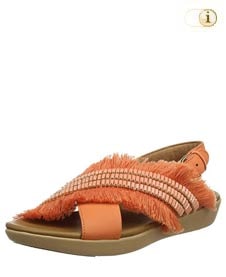 FitFlop™ Frey Adorn Layla Sandale mit Fransen in schönster Form, orange.