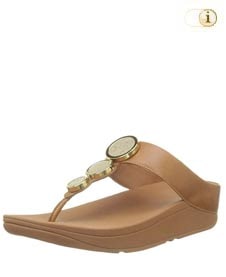 FitFlop™ Halo Peeptoe Sandalen mit drei glänzenden Scheiben, braun.