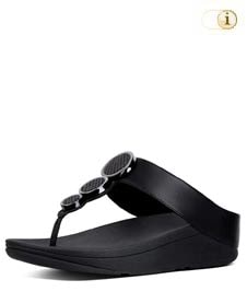 FitFlop™ Halo Peeptoe Sandalen mit drei glänzenden Scheiben, schwarz.