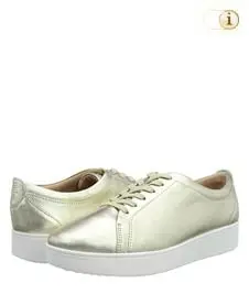 Fitflop Damen Rally Metallic-Optik Sneaker, grün-gold.