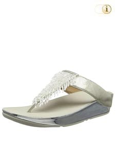 Silberne FitFlop Damen Sandale Rumba mit Kristallfransen, silber.