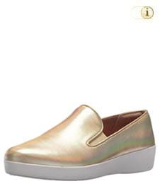 Goldene FitFlop Slipper Schuhe für Damen, Superskate Loafer Schlupfhalbschuh, gold.