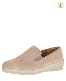 Rosa FitFlop Slipper Schuhe für Damen, Superskate Loafer Schlupfhalbschuh mit Eidechsenprägung, rosa.