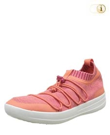 Orange Fitlop Damen Ghillie Sneakers mit gekreuzten Schnürsenkeln, apricot.