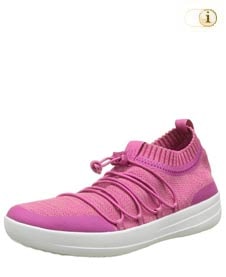 Pinke Fitlop Damen Ghillie Sneakers mit gekreuzten Schnürsenkeln, pink.