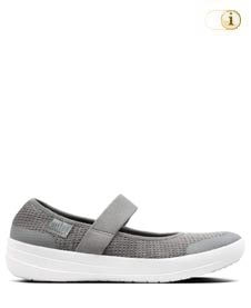 Graue FitFlop Damen Schuhe, Uberknit Mary Jane mit Spange, grau.